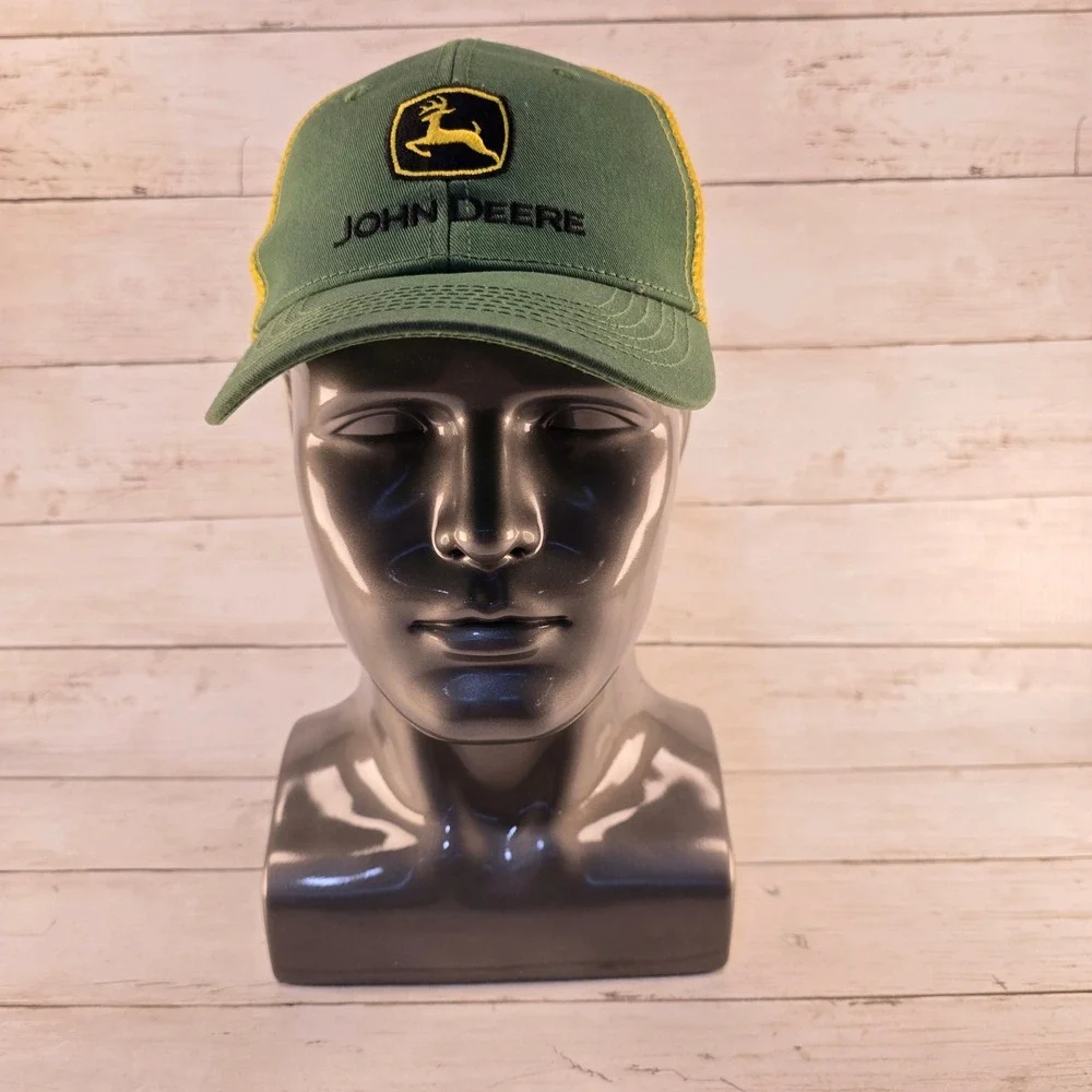 John Deere Youth Trucker Hat Green Yellow Mesh Back Adjustable Snapback Cap